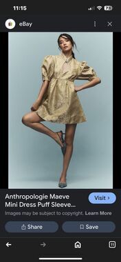 Anthropologie Maeve Mini Dress Puff Sleeve Babydoll Preppy Retro Size XXS Petite